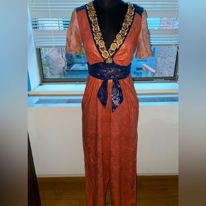 Anthropologie jumpsuit with tie belt size 4